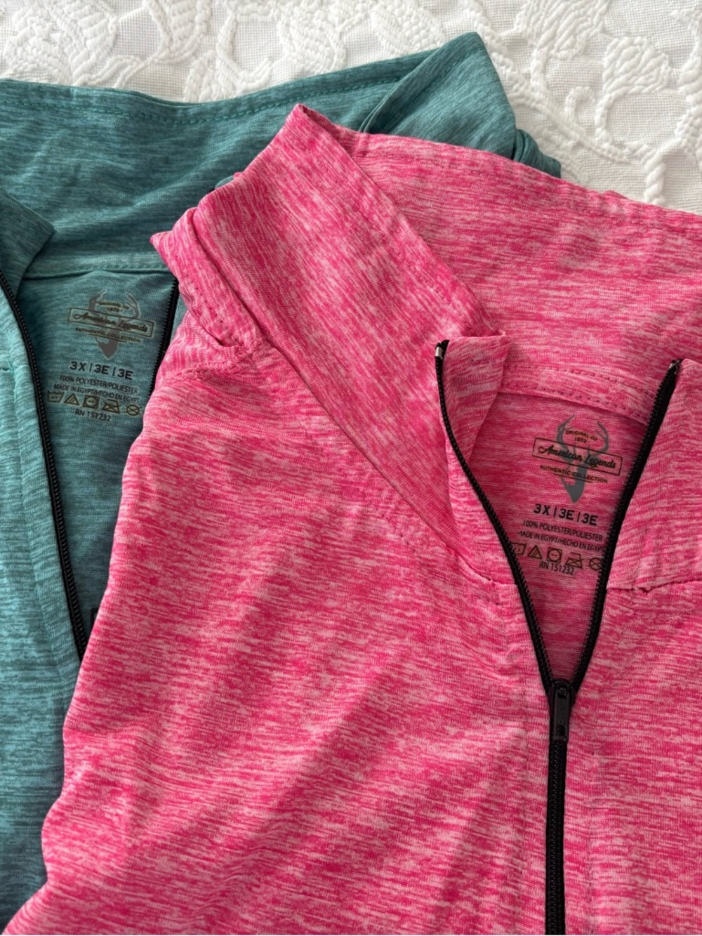 TWO American Legend Outfitters Quarter-Zip Active Pullovers - Pink and Teal